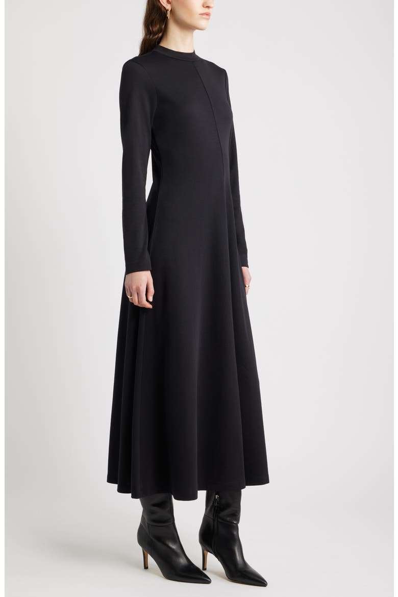 Mock Neck Long Sleeve Maxi Dress, Alternate, color, BLACK