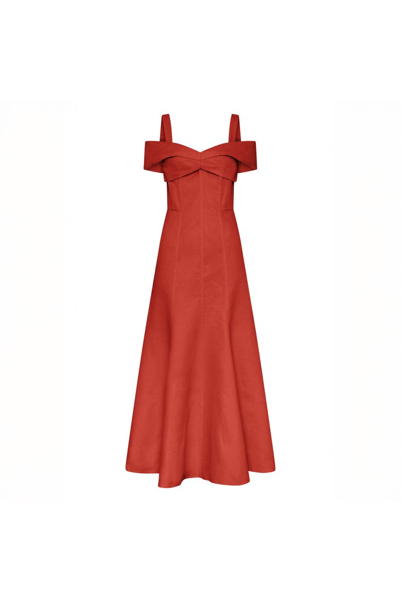 Ivana Linen Dress, Alternate, color, TOMATO