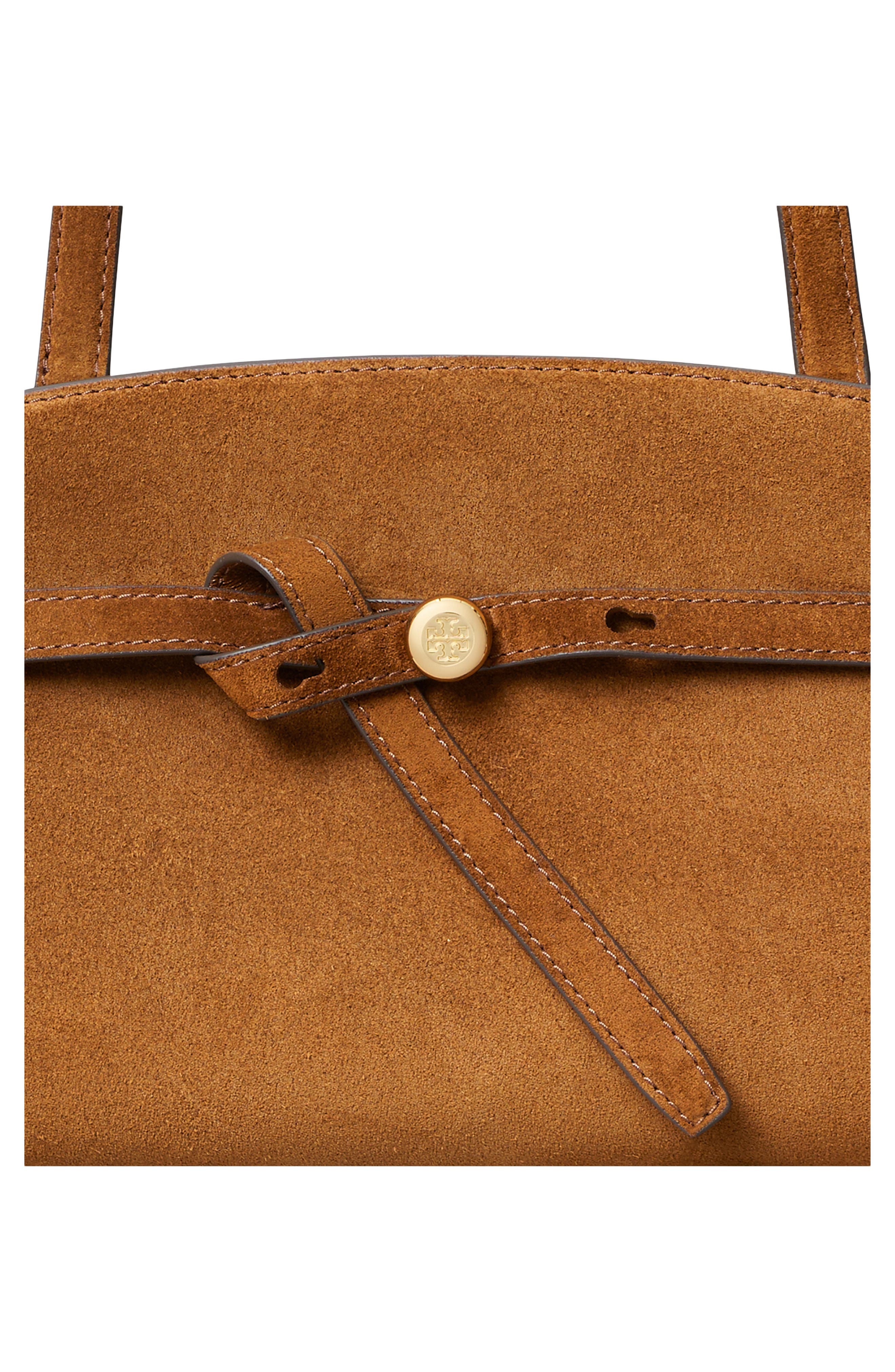 Romy Suede East West Bauletto, Alternate, color, CARAMEL