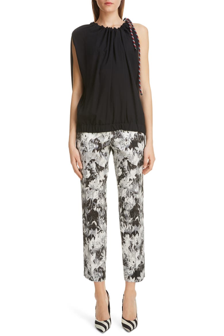 Crocus Print Pants, Alternate, color, 900-BLACK