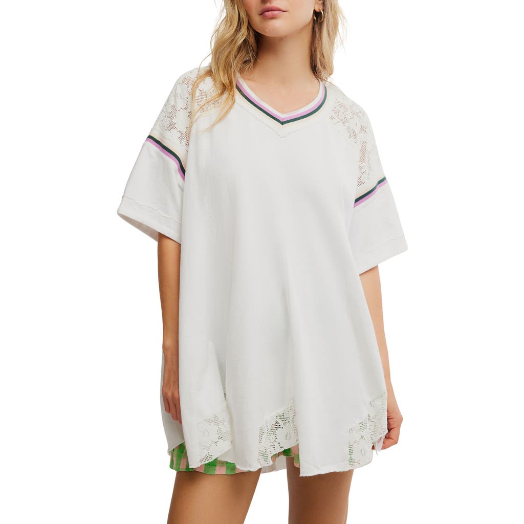 Free People Lace Detail Oversize Cotton Top