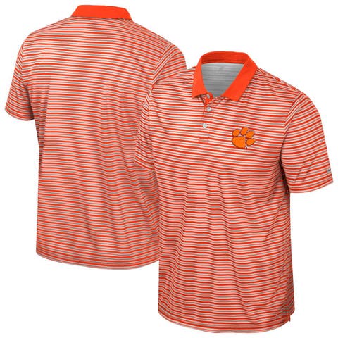 Men's Colosseum Orange Clemson Tigers Striped Polo
