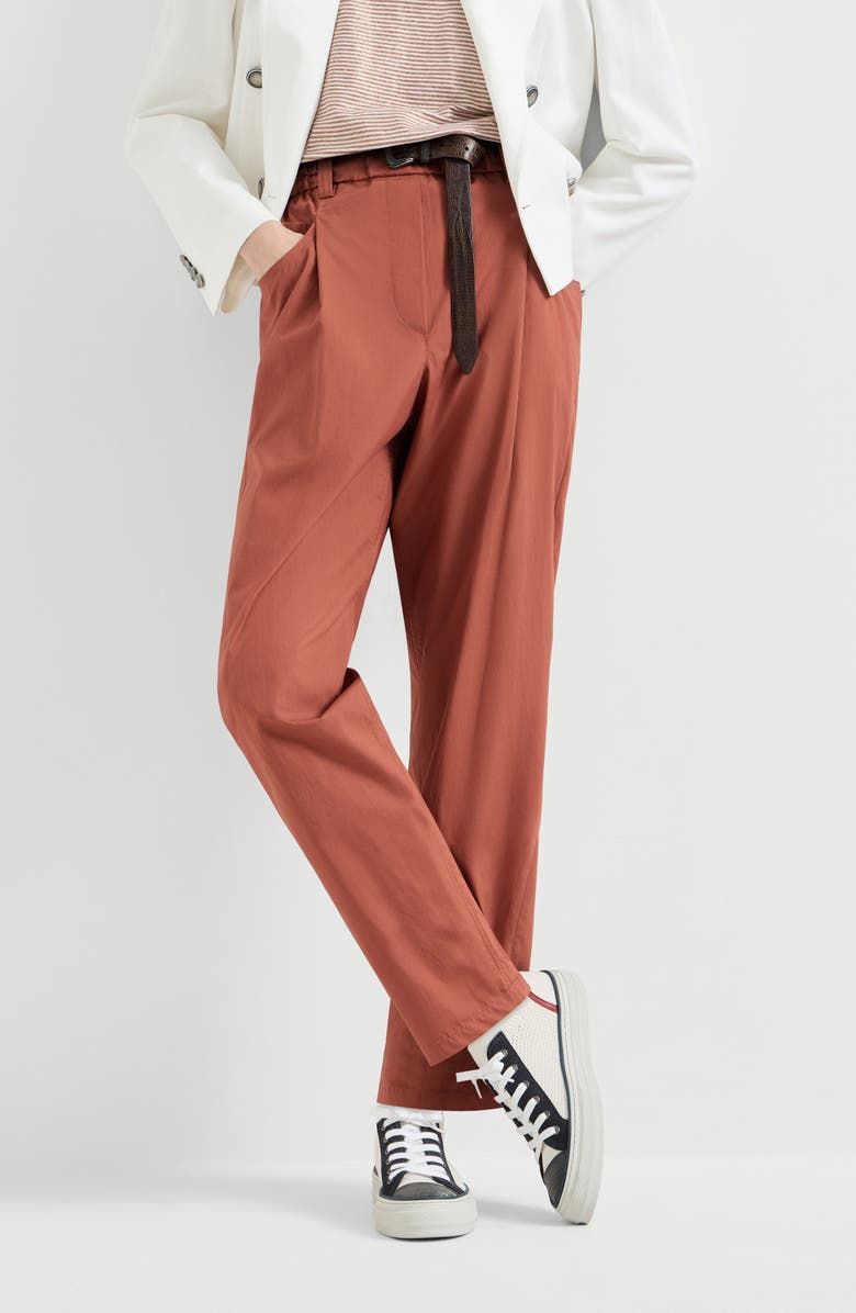Brunello Cucinelli Poplin trousers, Alternate, color, Orange