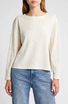 Shrunken Crop Boxy Thermal Crewneck Top