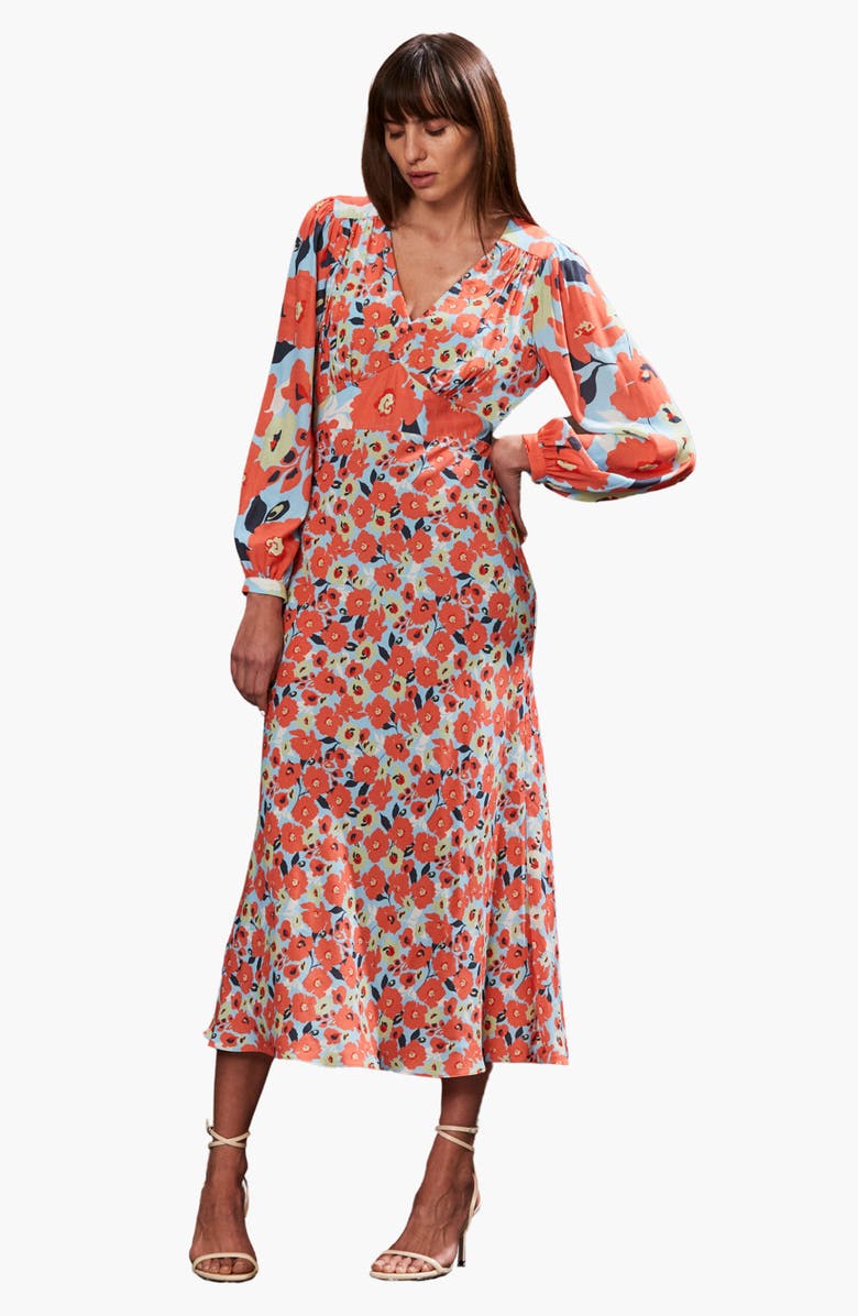 Ro&Zo Floral And Spot Mix Dress, Main, color, Blue