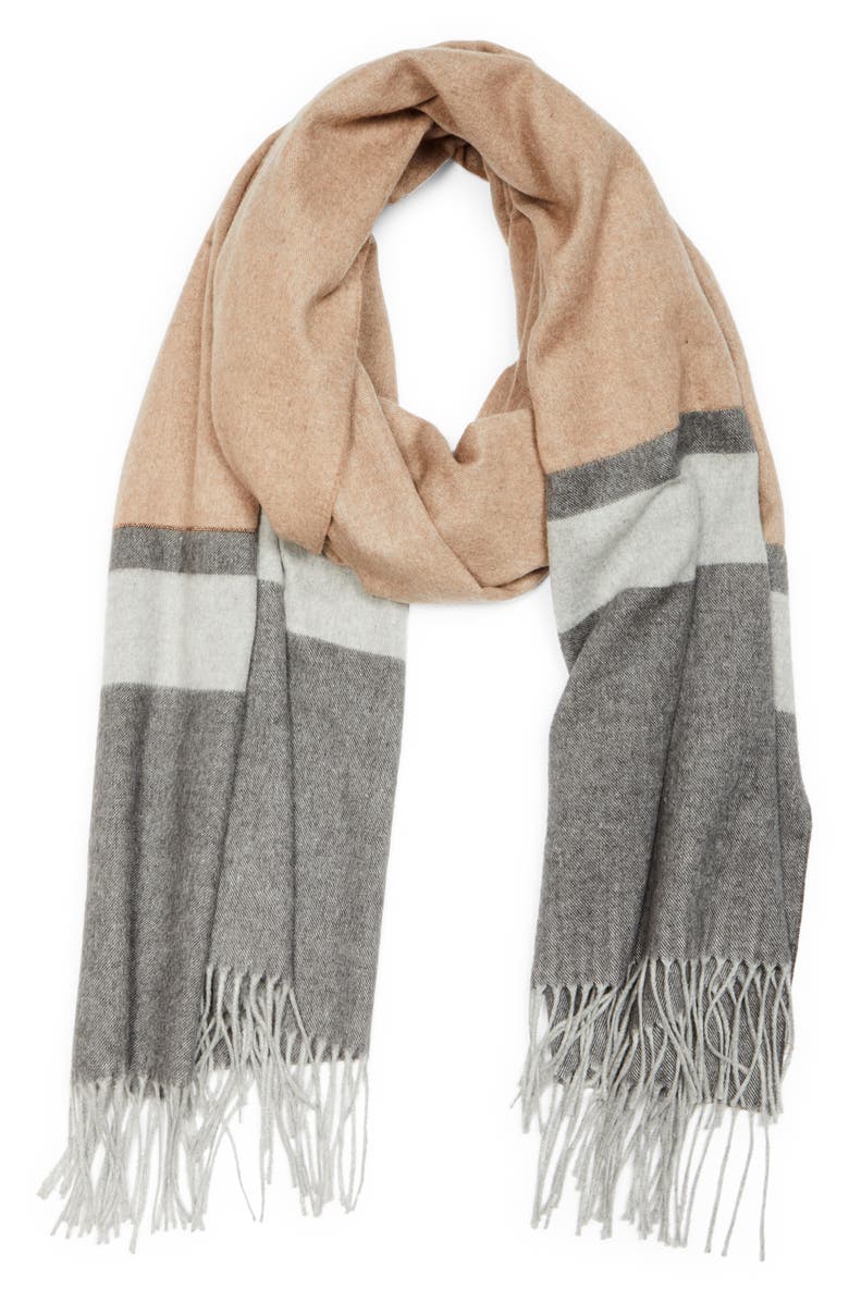Brunello Cucinelli Colorblock Fringe Scarf, Alternate, color, 