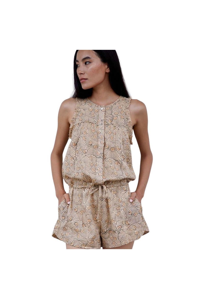 Hand-Printed Simané Romper, Main, color, Desert Sand - One Size