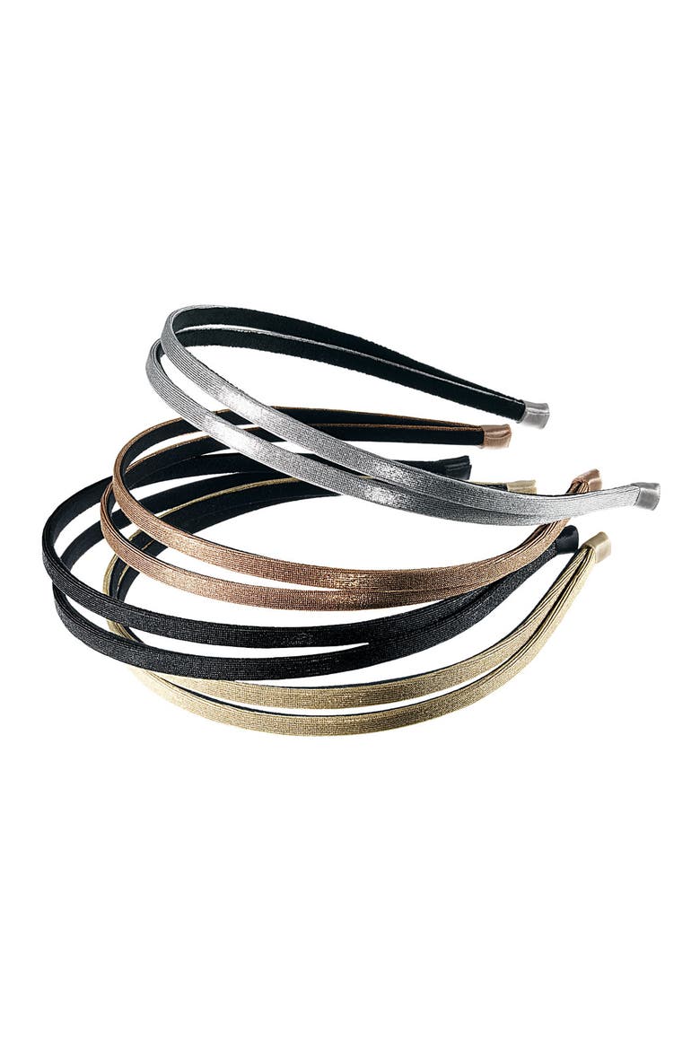 Double Metallic Headband, Alternate, color, BLACK