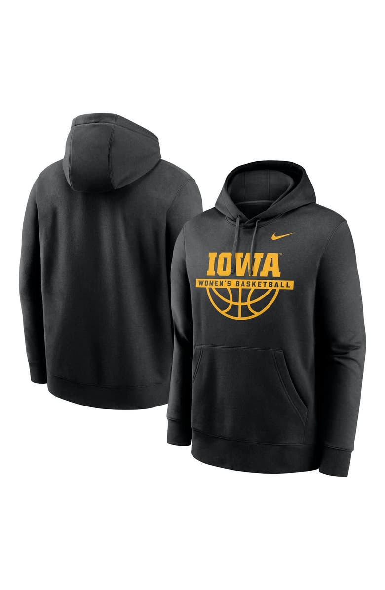 Nike Men's Nike  Black Iowa Hawkeyes Women's Basketball Club Fleece Pullover Hoodie, Main, color, 