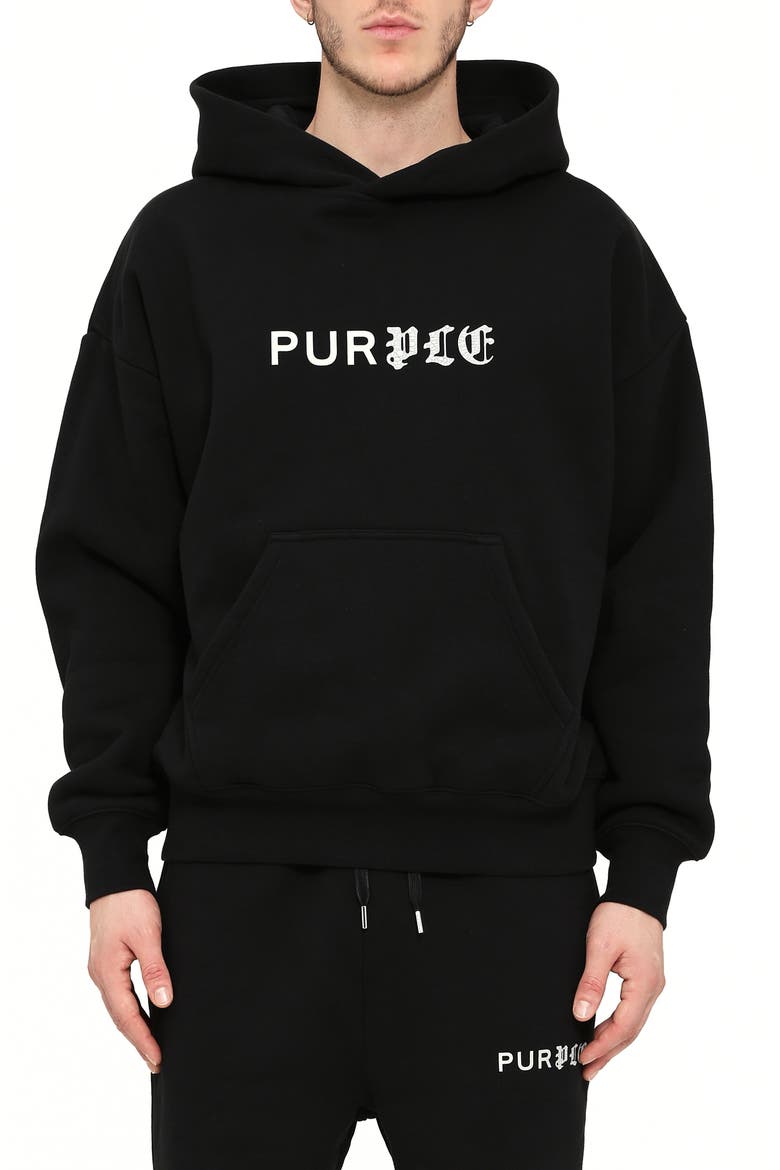 Oversize Cotton Fleece Hoodie, Main, color, BLACK