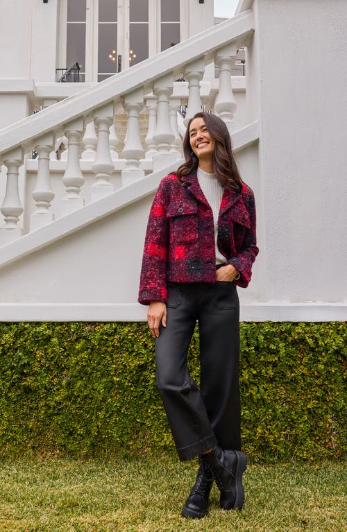 Liverpool Los Angeles Boxy Check Button Front Shacket In Red