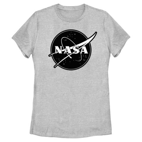 Junior's NASA Black and White Logo  Graphic T-Shirt