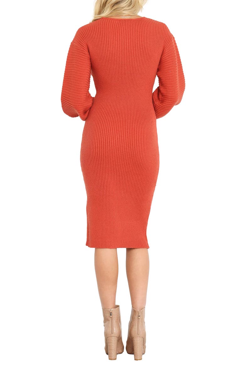 Caledonia Stretch Knit Midi Dress, Alternate, color, RUST