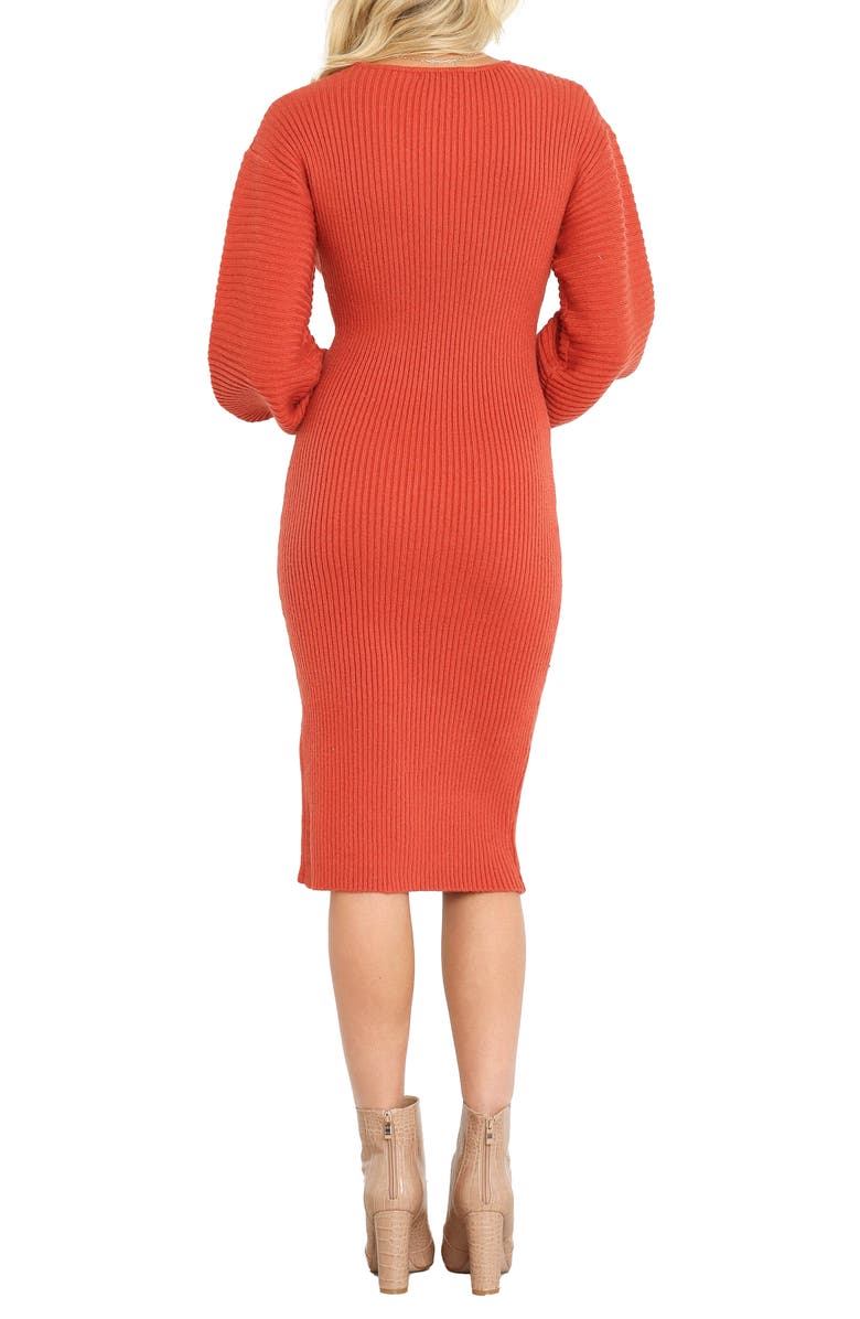 Petal & Pup Caledonia Stretch Knit Midi Dress, Alternate, color, Rust