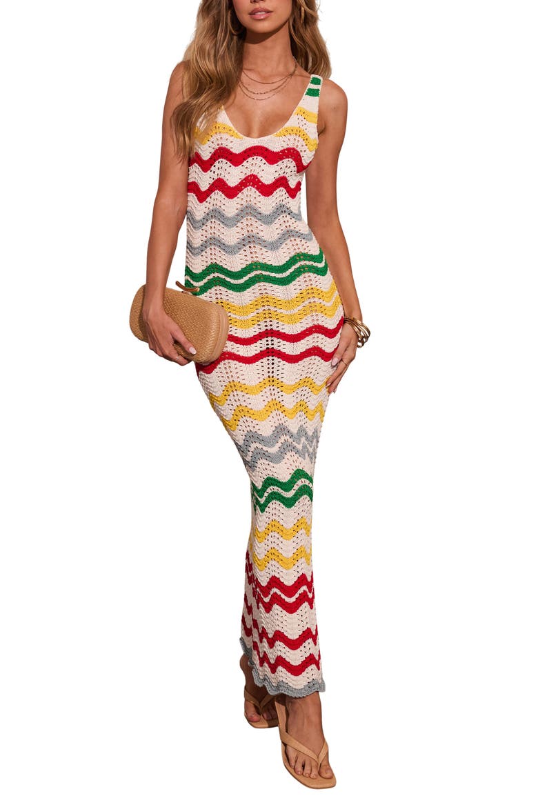 Gerie Open Stitch Maxi Sweater Dress, Alternate, color, IVORY MULTI