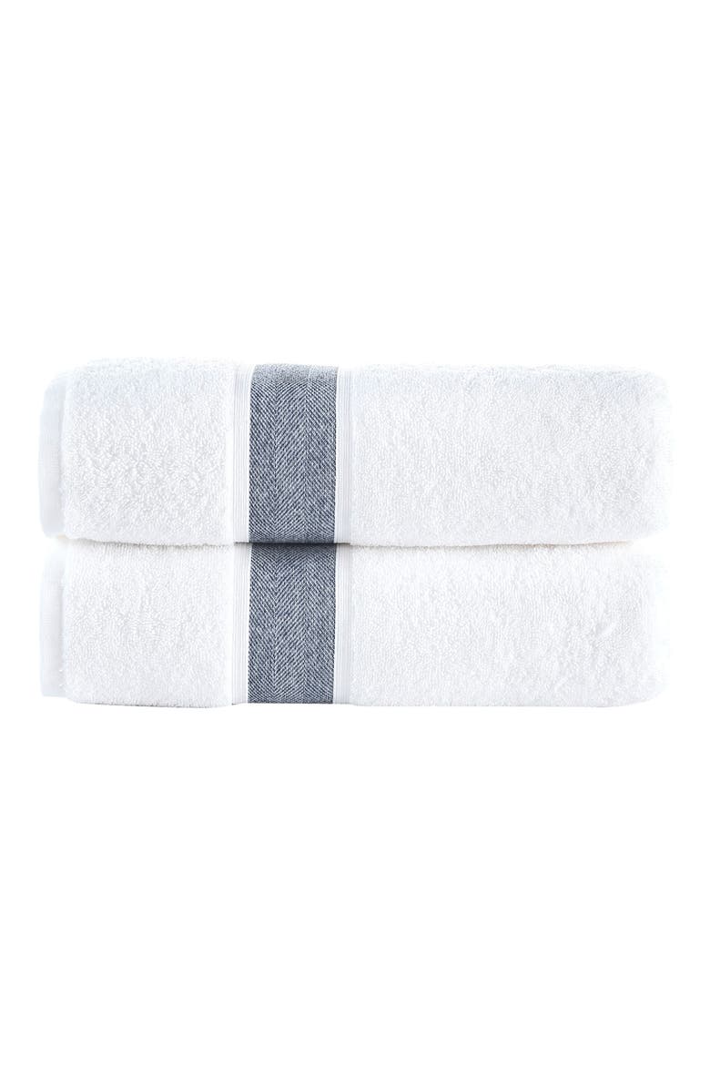 Ottoman Rolls 2-Pack Turkish Cotton Bath Towels, Main, color, NAVY/WHITE