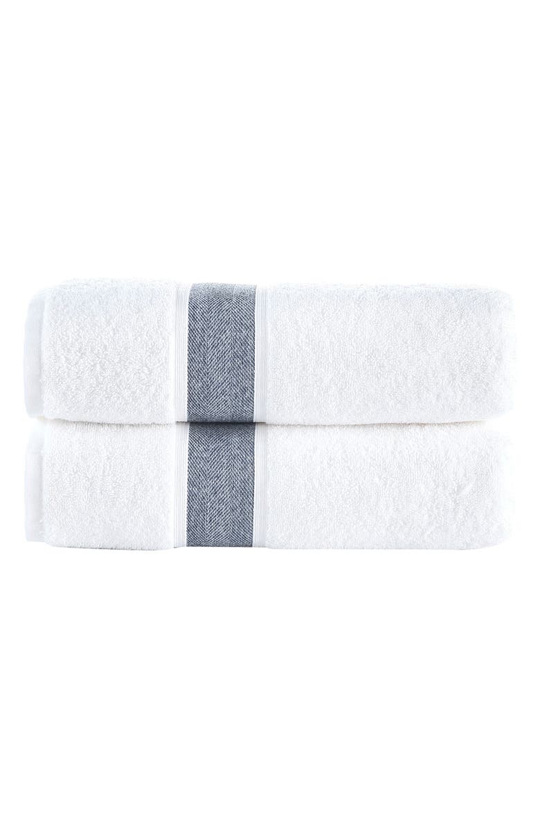 Brooks Brothers Ottoman Rolls 2-Pack Turkish Cotton Bath Towels, Main, color, Navy/White