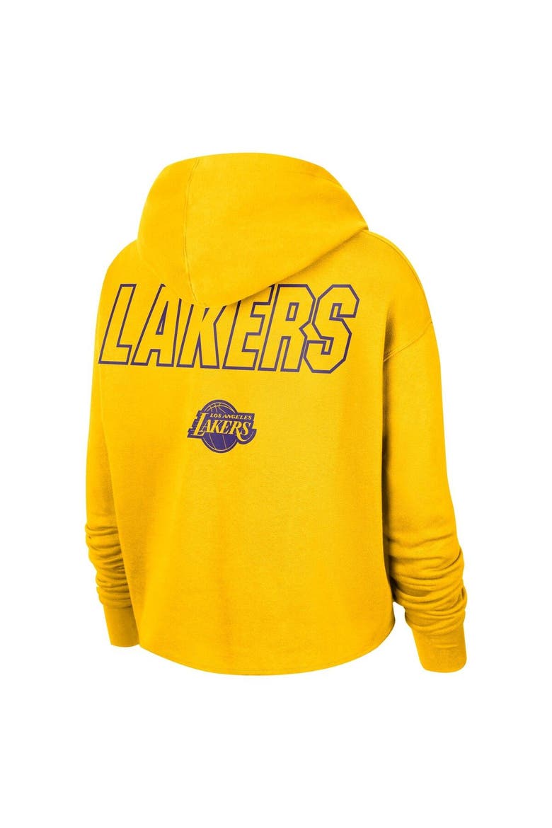 Women's Nike Gold Los Angeles Lakers Courtside Cropped Pullover Hoodie, Alternate, color, Gold