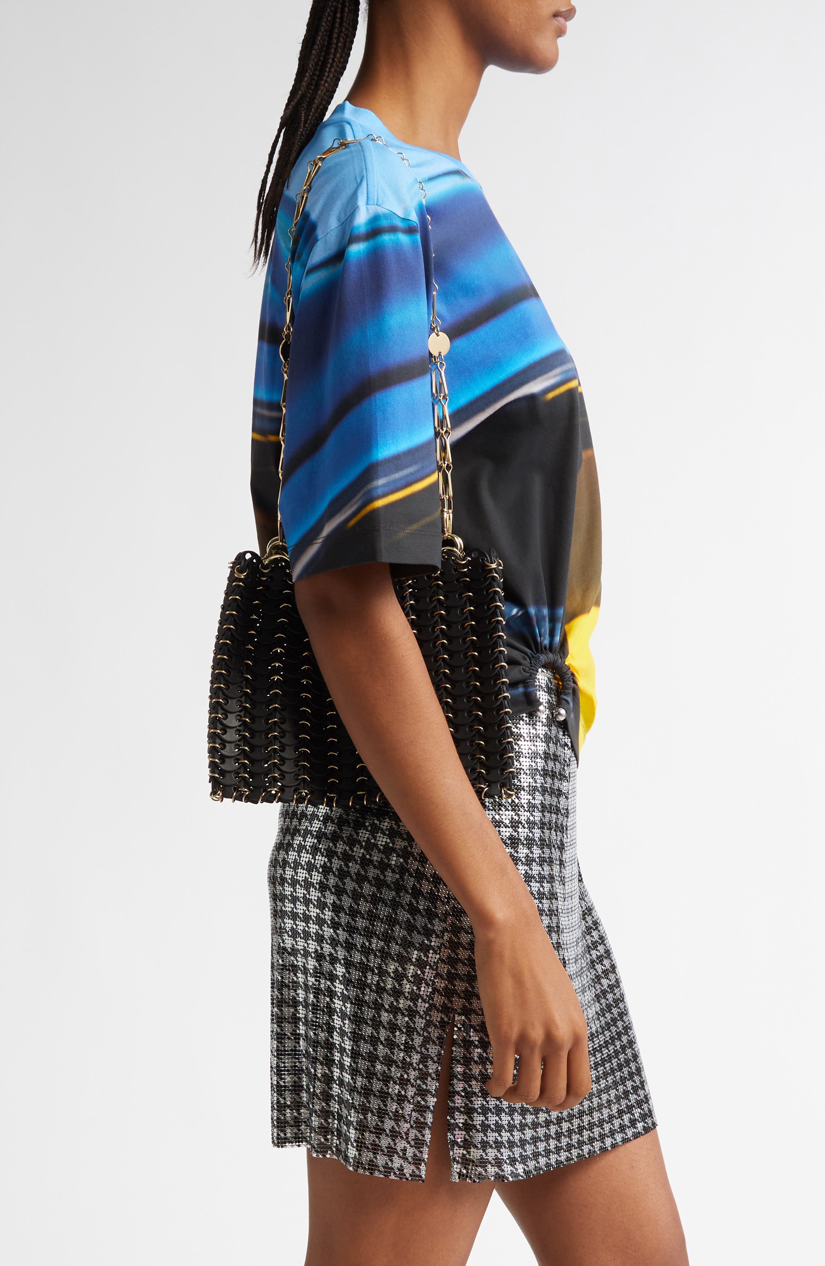 Rabanne 1969 Leather Shoulder Bag, Alternate, color, Black / Gold