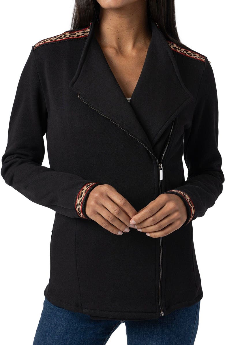 Saint + Sofia Cotton Biker Jacket, Alternate, color, Leopard