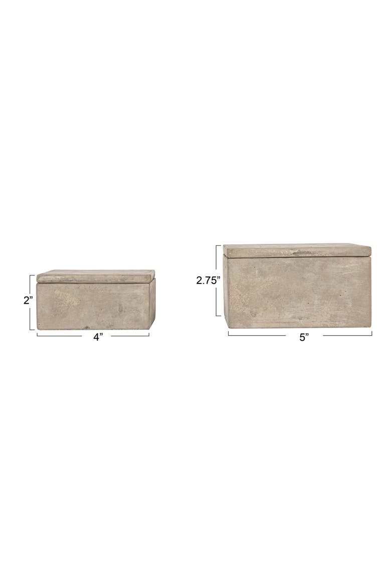 Contemporary Cement Boxes with Lids, Grey, Set of 2, Alternate, color, Grey