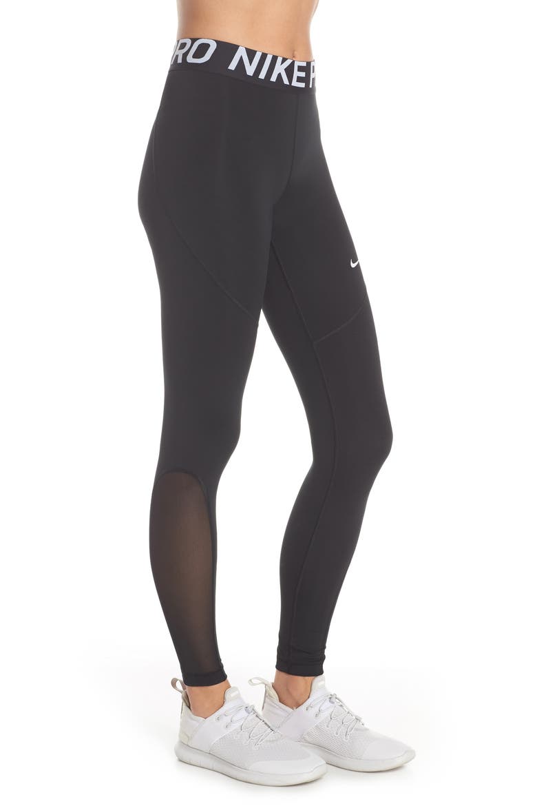 Pro Mesh Logo Tights, Alternate, color, BLACK/ WHITE