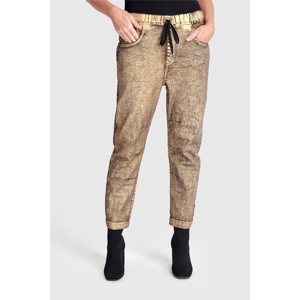 Alembika Metallic Boyfriend Jogger Jeans In Gold