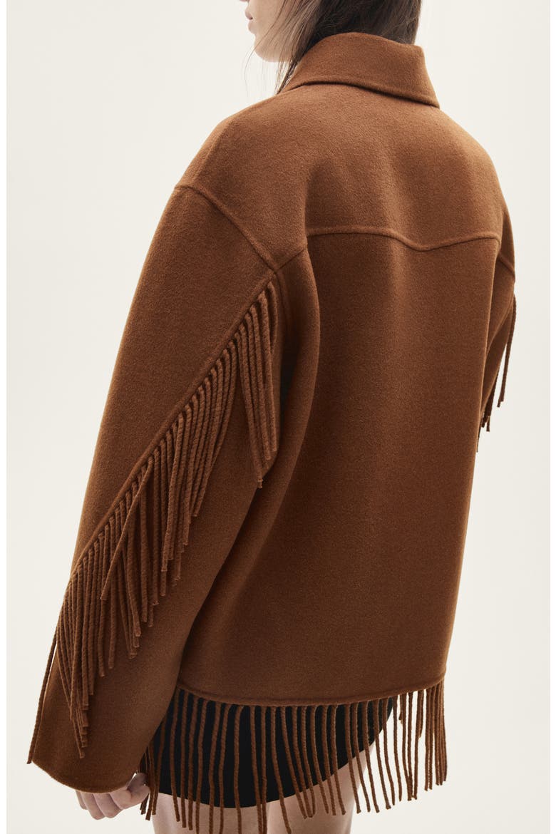 Fringed Wool Blend Coat, Alternate, color, TOBACCO BROWN
