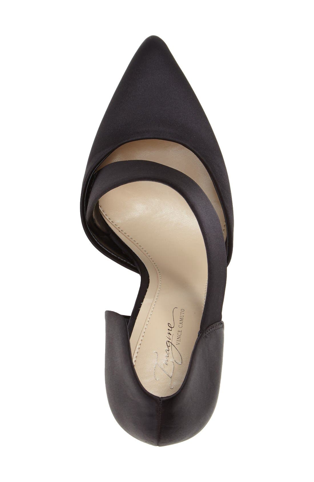 Oya Asymmetrical Pointy Toe Pump, Alternate, color, BLACK SATIN