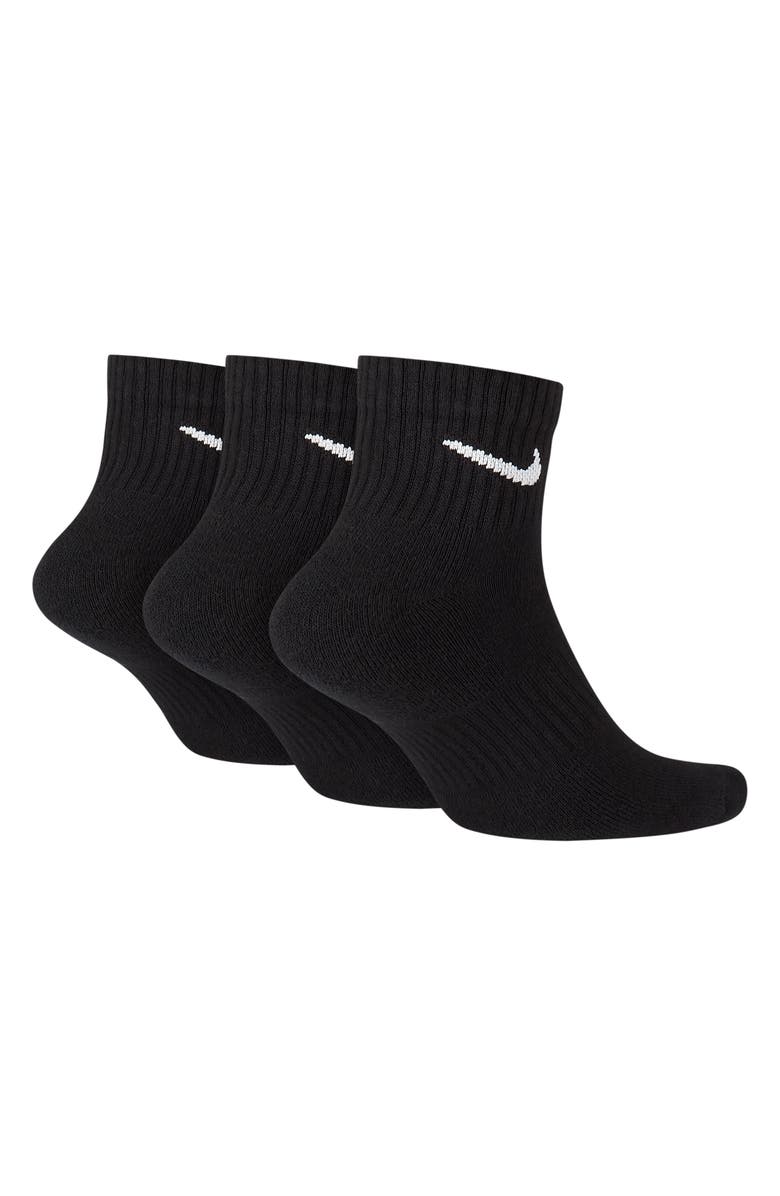 Nike Kids' Assorted 3-Pack Dri-FIT Everyday Cushioned Ankle Socks, Alternate, color, Black/ White