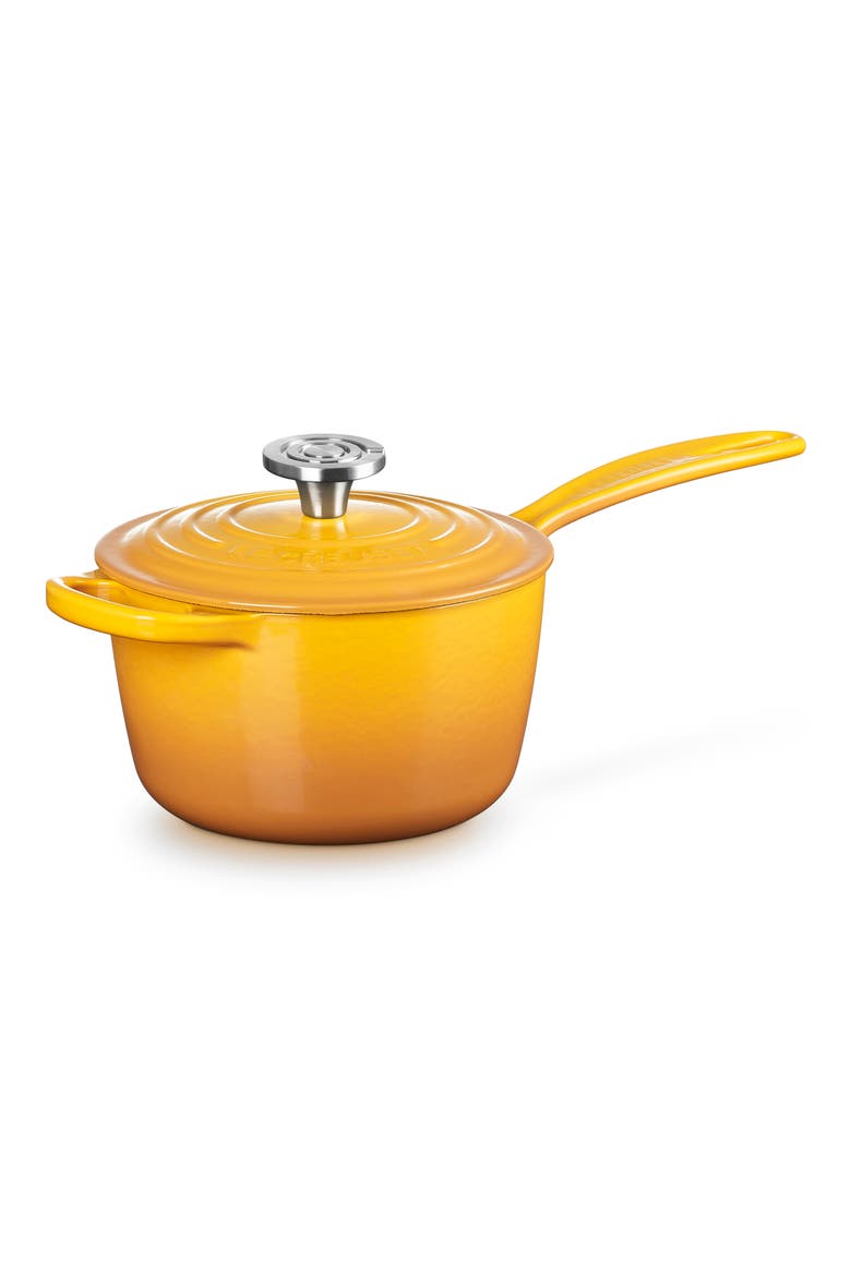 Signature 1.75-Quart Enameled Cast Iron Saucepan, Alternate, color, NECTAR