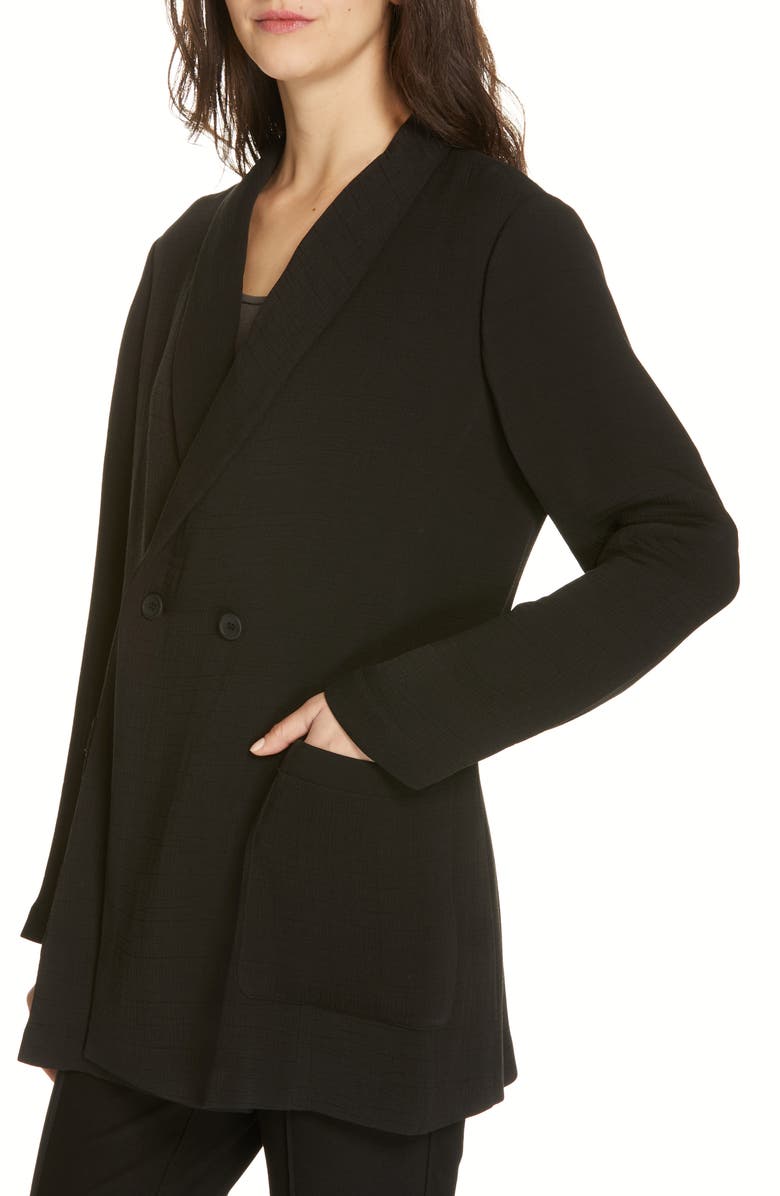 Eileen Fisher Double Breasted Blazer, Alternate, color, Black