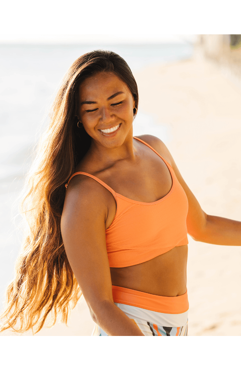 Nani Textured Tone Crop Swim Top, Alternate, color, Cora