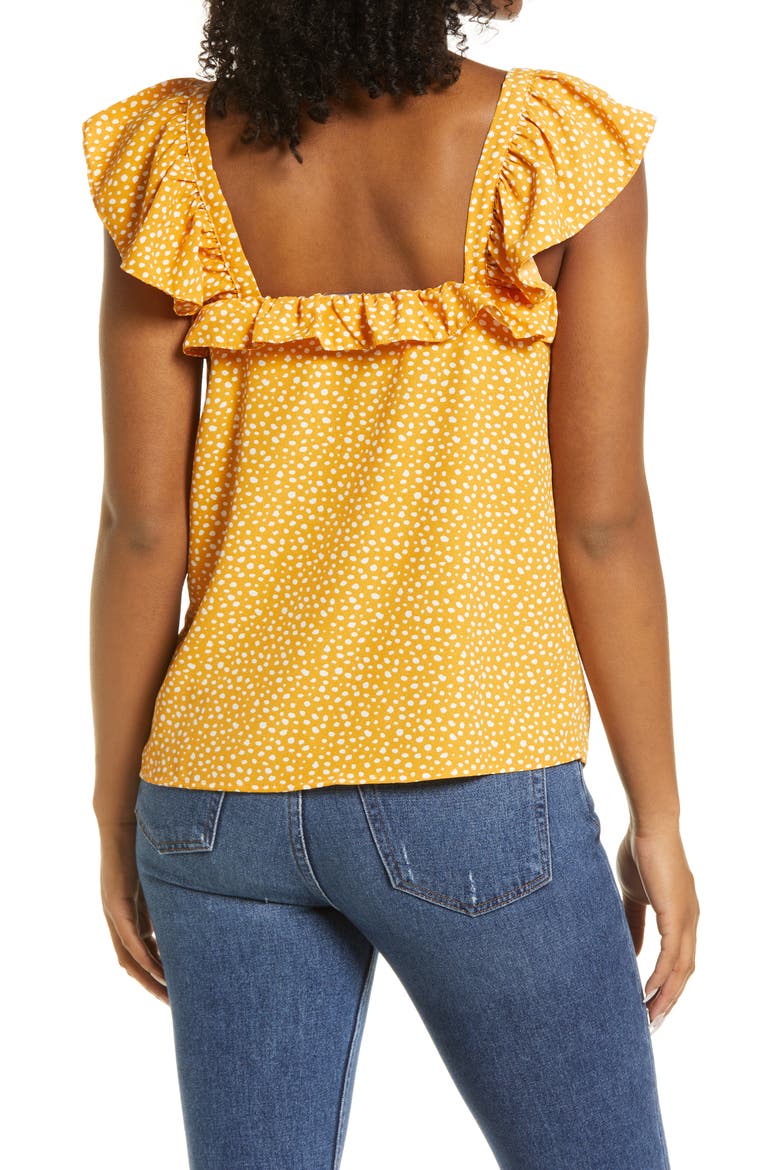 Ruffle Top, Alternate, color, MARIGOLD DOT PRT