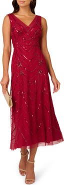 Adrianna Papell Embellished Mesh Cocktail Dress