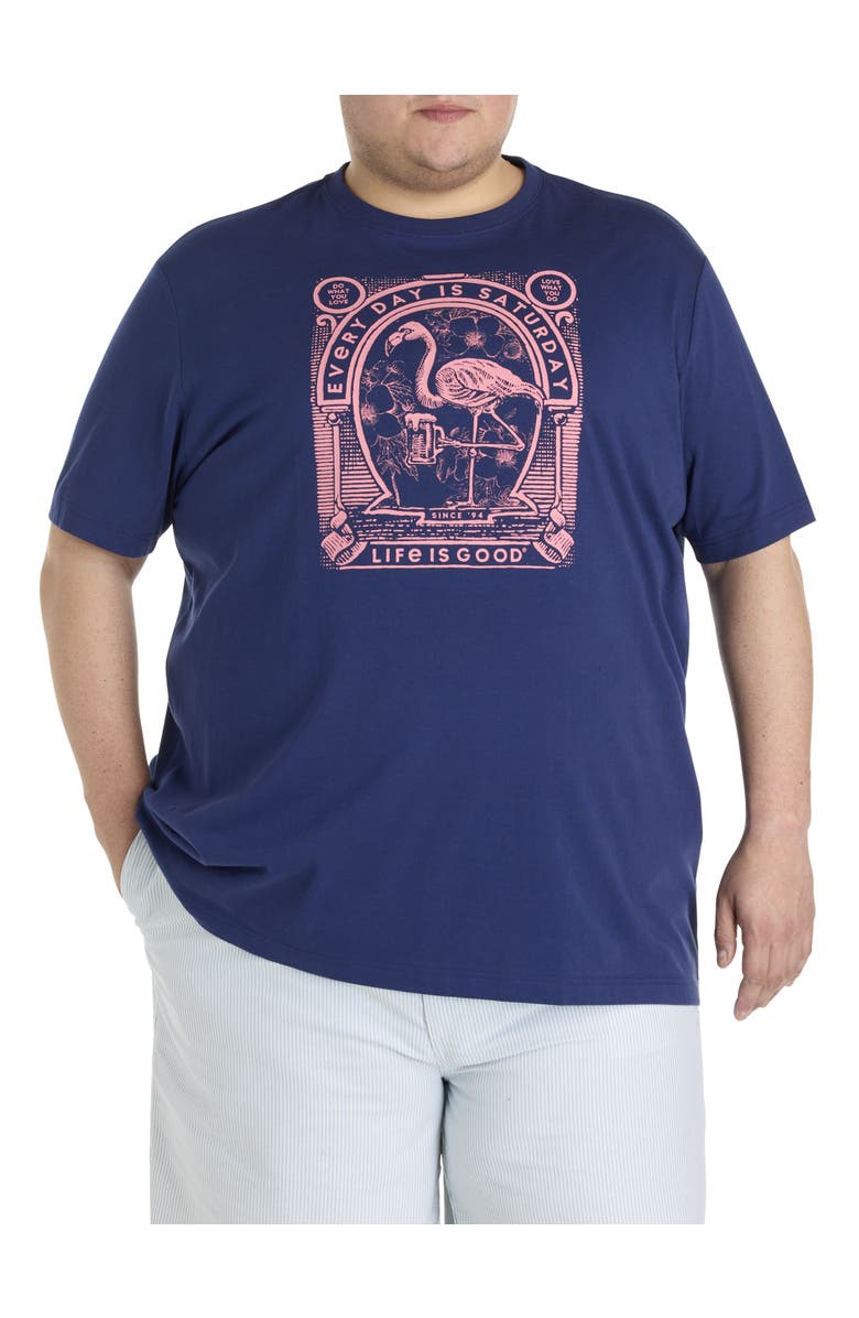 LIFE IS GOOD Big & Tall Flamingo Graphic Tee, Main, color, Navy