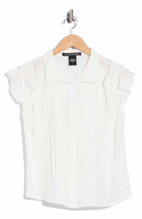 Mixed Media Cotton Eyelet Top