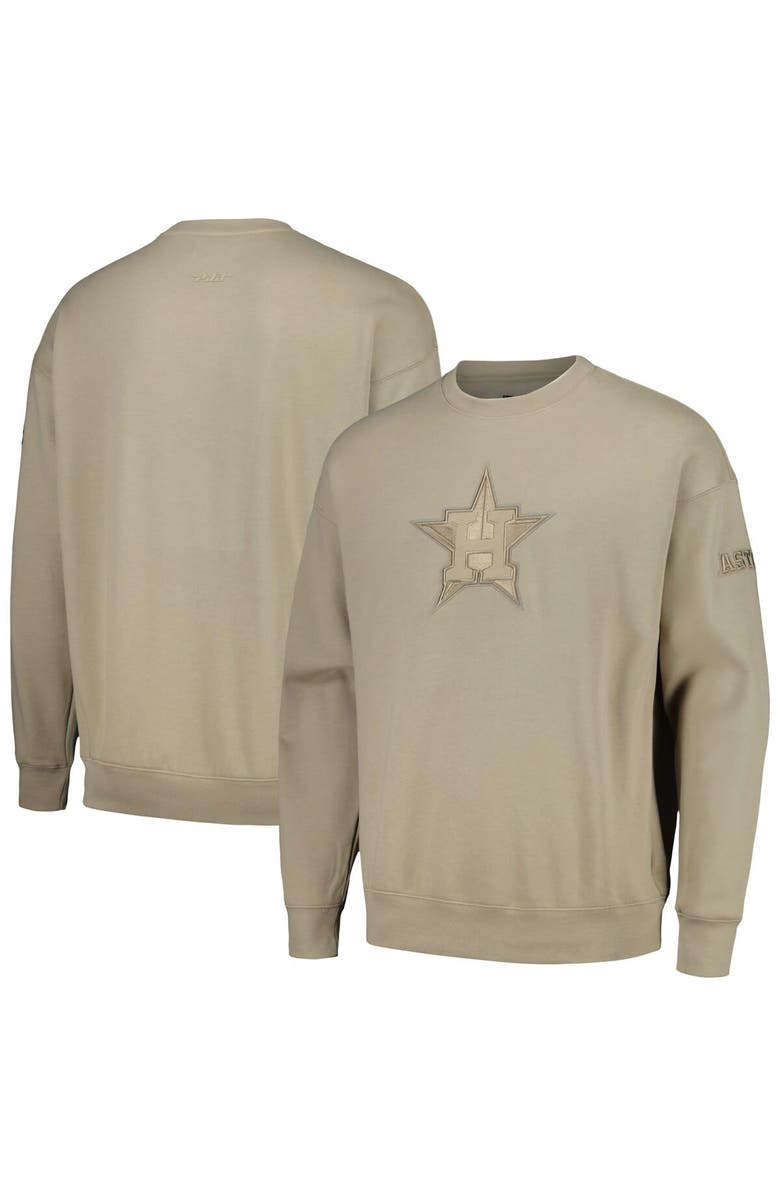 PRO STANDARD Men's Pro Standard Pewter Houston Astros Neutral Drop Shoulder Pullover Sweatshirt, Alternate, color, Pewter