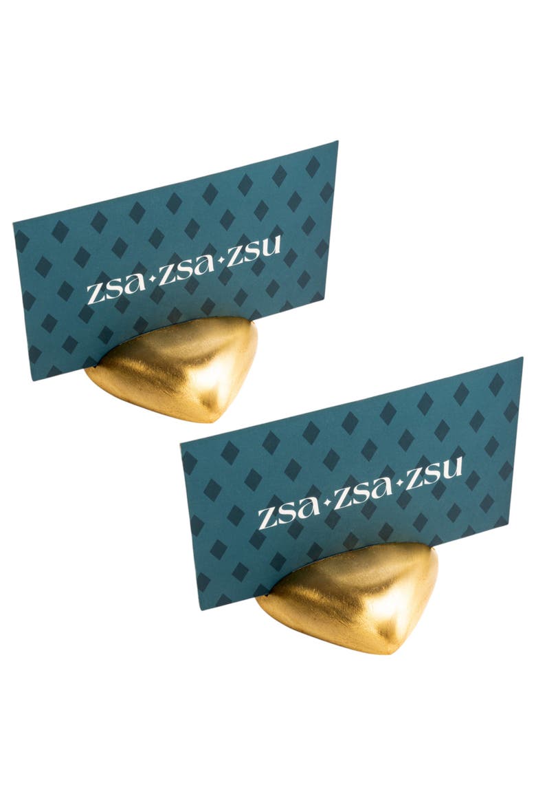 Lotus Brass Card Holder Set Of 2, Alternate, color, Gold