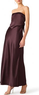 Steve Madden Elaia Satin Tie Back Strapless Dress