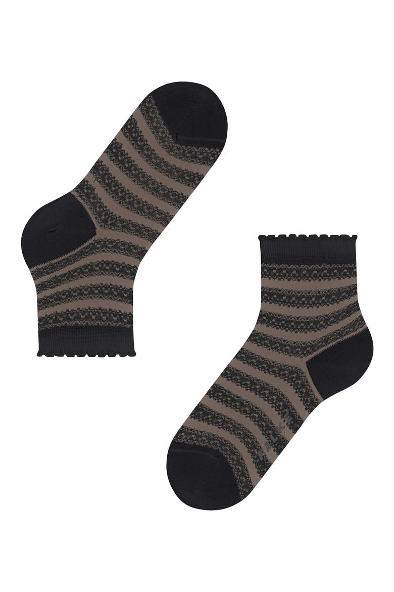Stripe Border Lace Ankle Socks, Alternate, color, BLACK