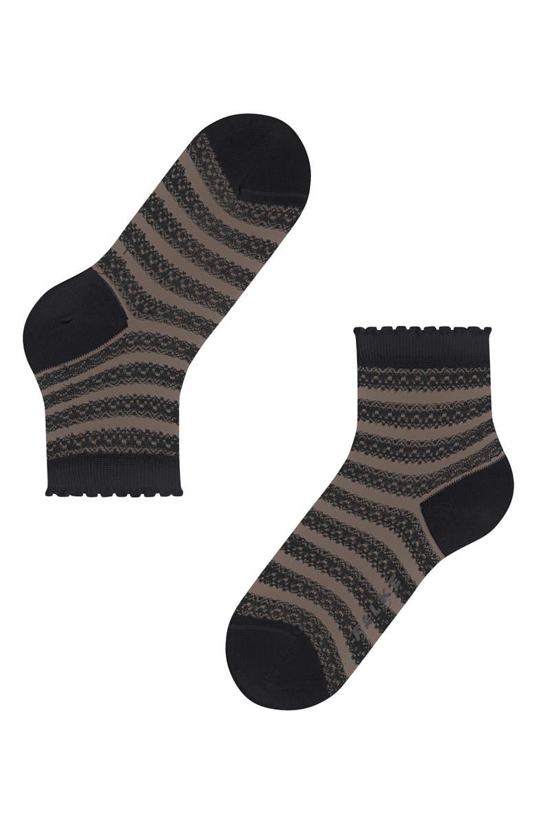 Falke Stripe Border Lace Ankle Socks, Alternate, color, Black