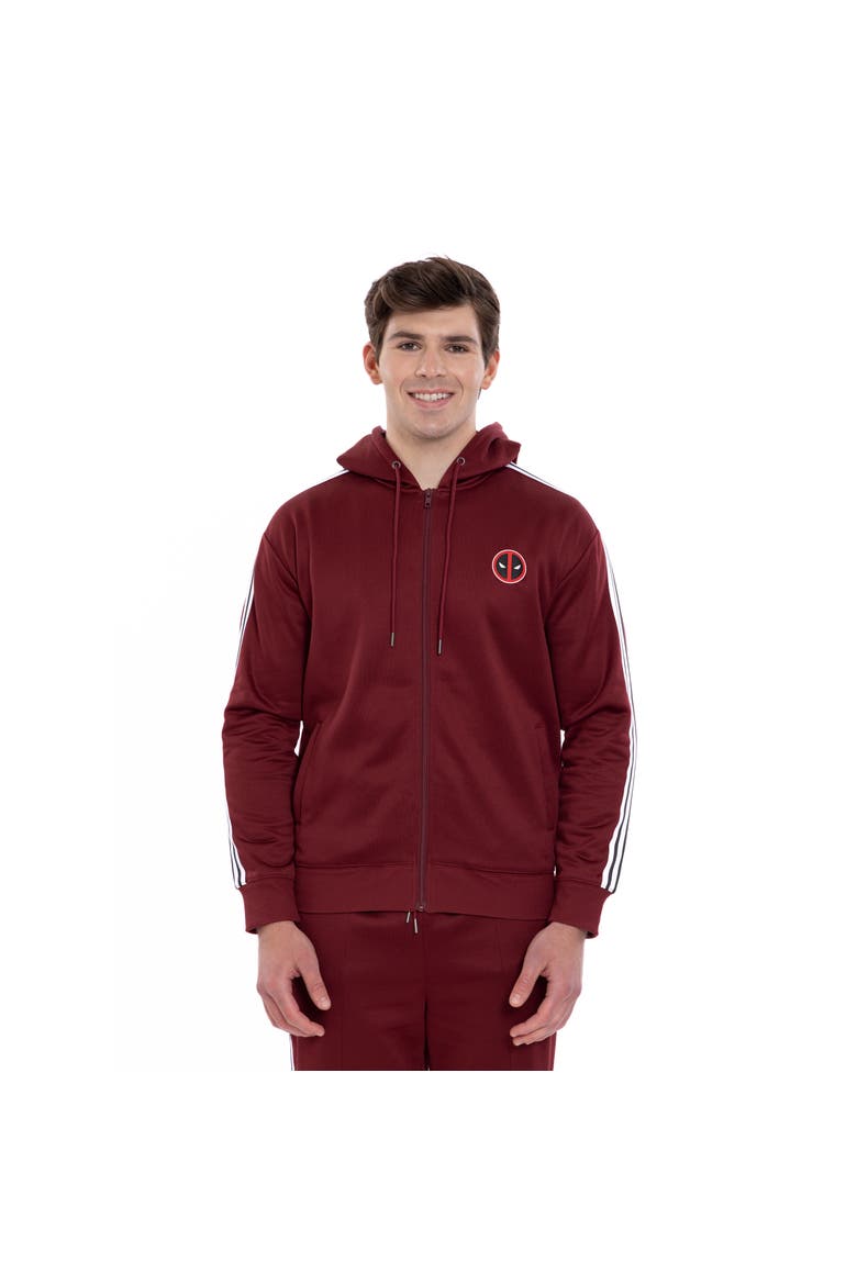 Deadpool & Wolverine Zip-Up Hooded Sweatshirt, Alternate, color, Cabernet Deadpool