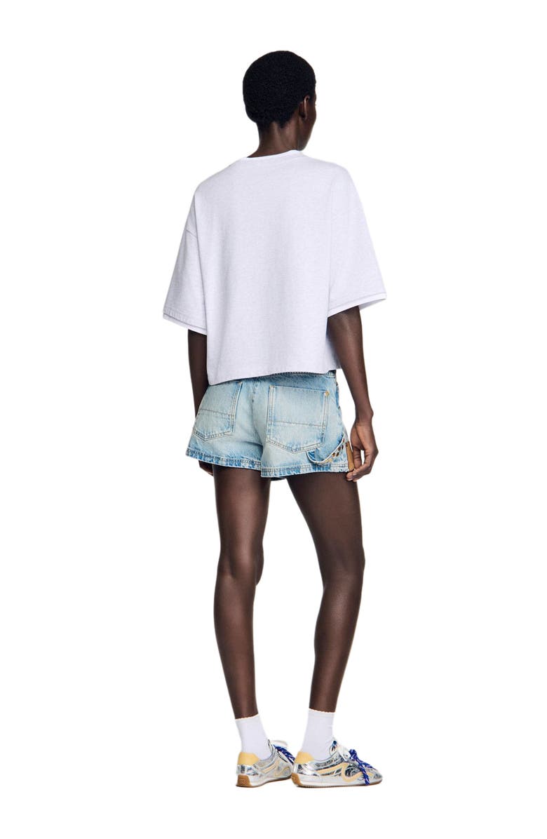 SANDRO T-shirt with contrasting trim, Alternate, color, Grey