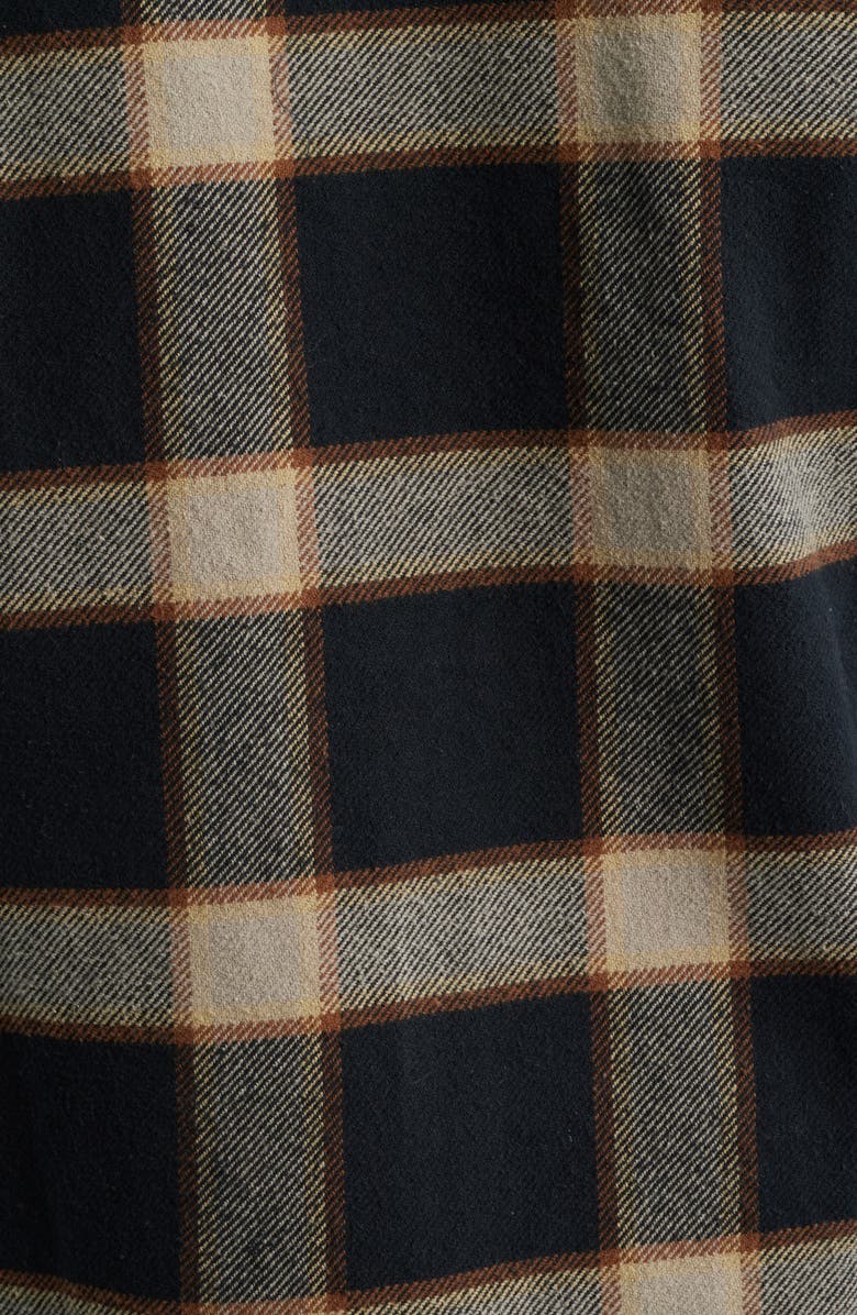Brixton Bowery Standard Fit Plaid Heavyweight Cotton Flannel Button-Up Shirt, Alternate, color, Black/ Cream