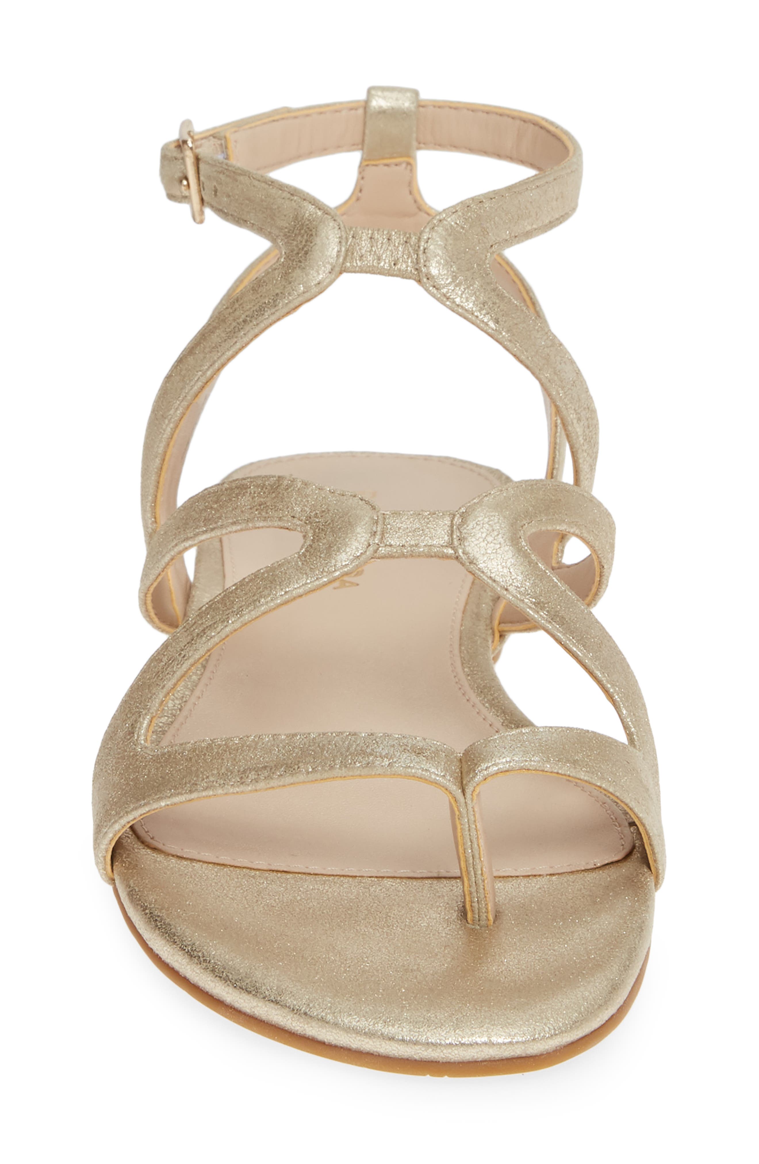Baron Strappy Sandal, Alternate, color, PLATINUM GOLD SUEDE