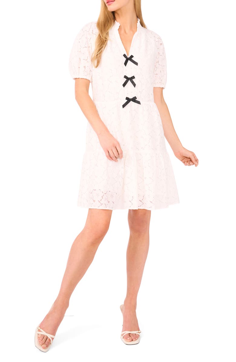 CeCe Bow & Lace Babydoll Dress, Main, color, 