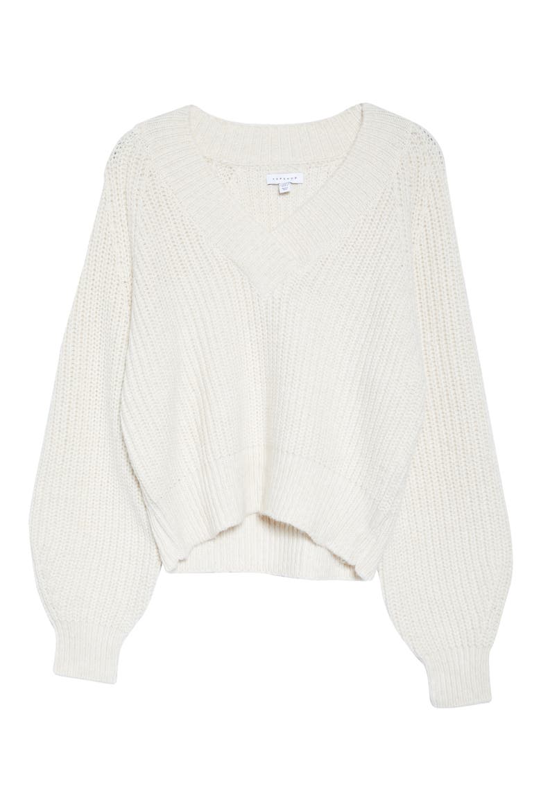 Chunky V-Neck Sweater, Main, color, CREAM