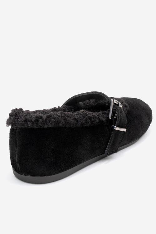 Forever & Always Shoes Guin Leather Strap Flat In Black