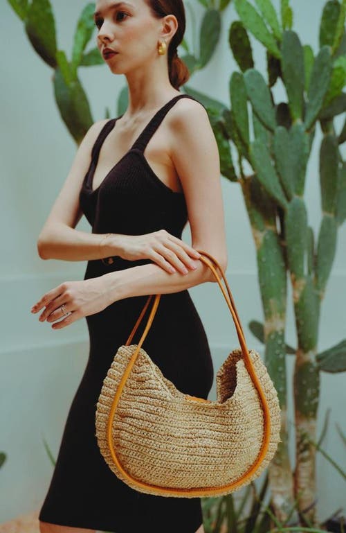 Pink Haley Stella Raffia Tote In Brown